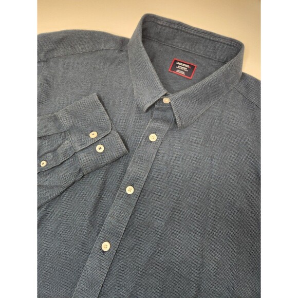 UNTUCKit Shirt Men's 2XLT Navy Blue Long Sleeve Button Up Wrinkle Free Cotton - Picture 1 of 6